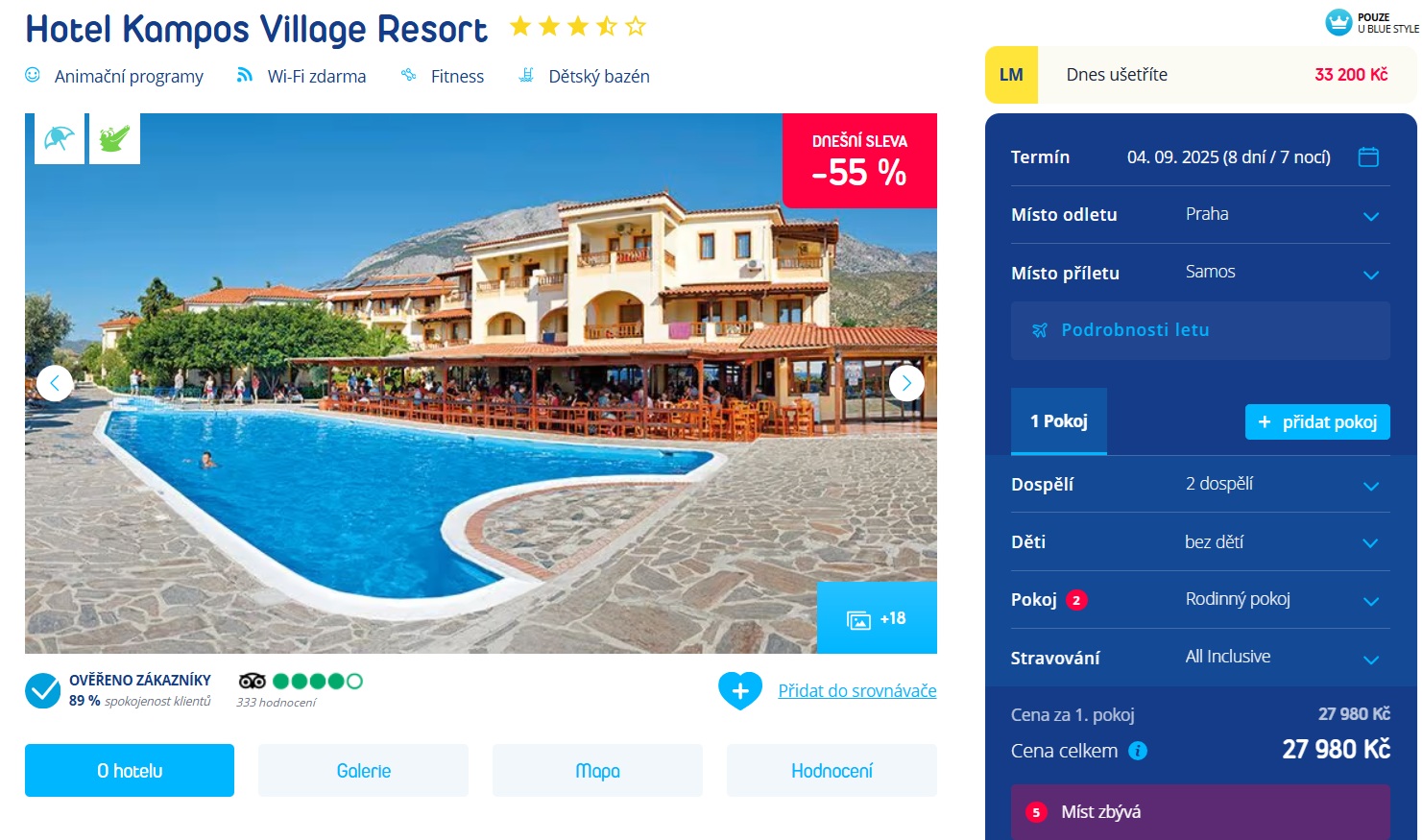 Samos na osm dní s all inclusive jen za 13.990 Kč