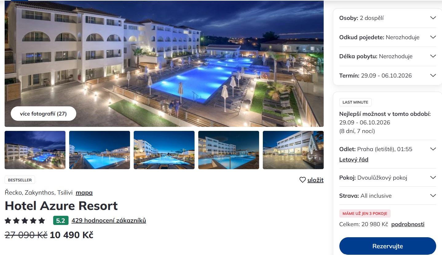 Zakynthos na osm dní s all inclusive jen za 10.490 Kč