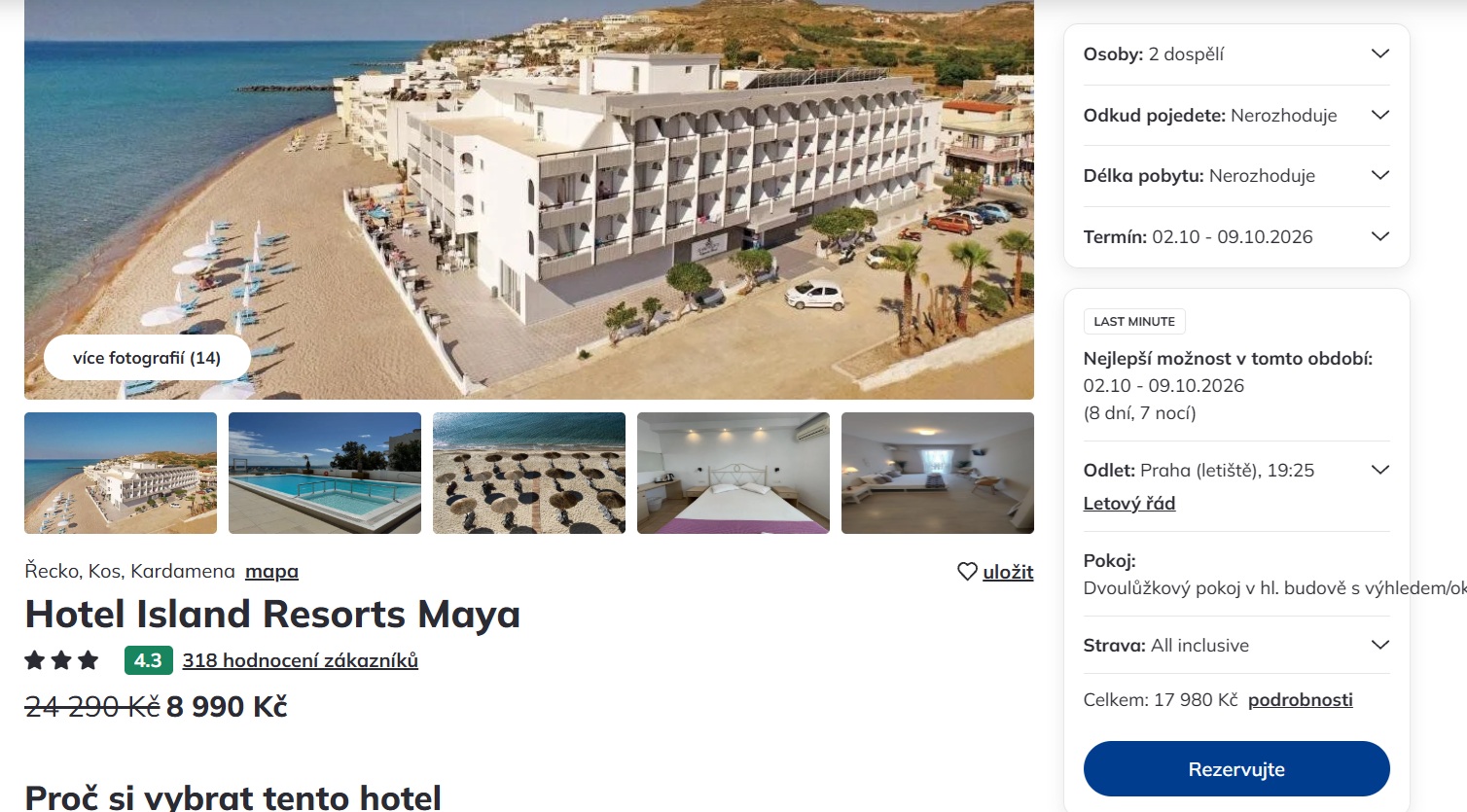 Kos na osm dní s all inclusive jen za 8.990 Kč