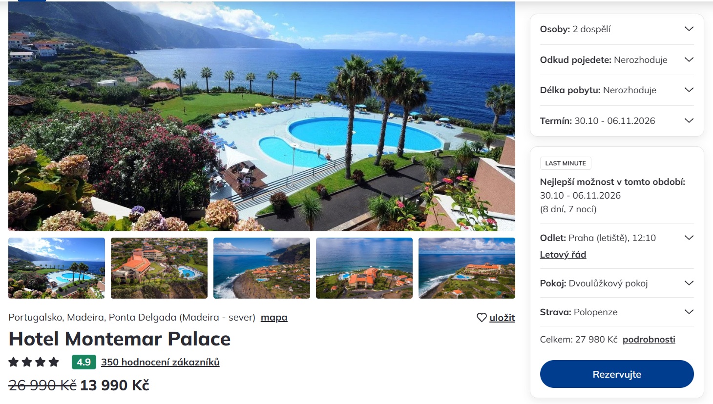 Madeira na osm dní s polopenzí jen za 13.990 Kč